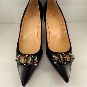 Christian Louboutin Patent/leather/suede Cabochon/Pearls & Bow